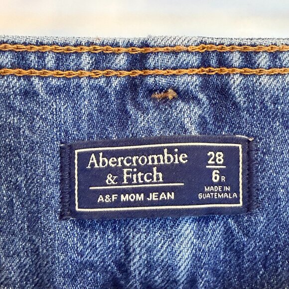 Abercrombie & Fitch A&F Mom Jeans 28 (6R) | High Rise Tie Waist Denim Fray Hem - Picture 5 of 10